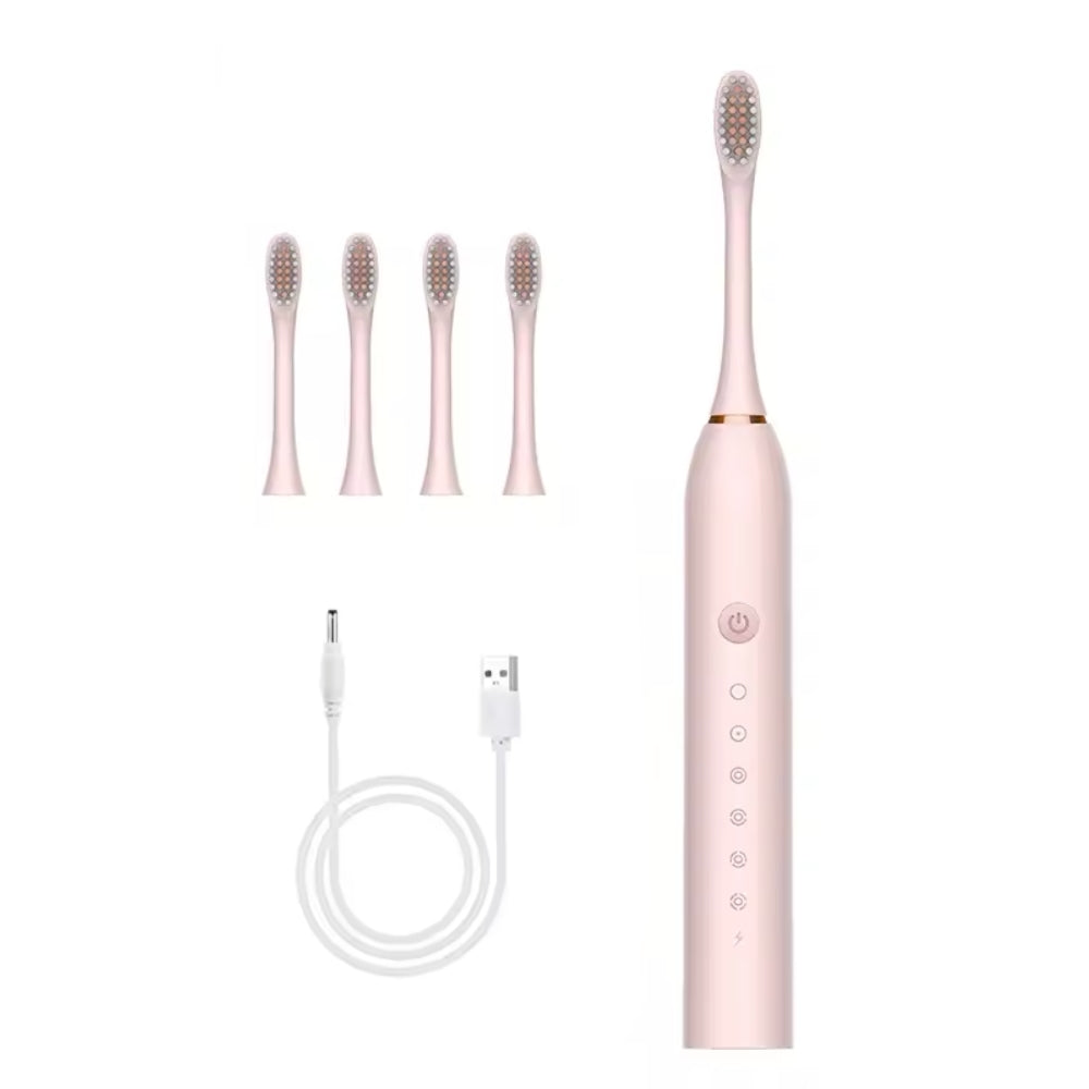 Elektrische Zahnbürste mit integriertem Timer, 4 zusätzlichen Bürstenköpfen, Ständer und Etui