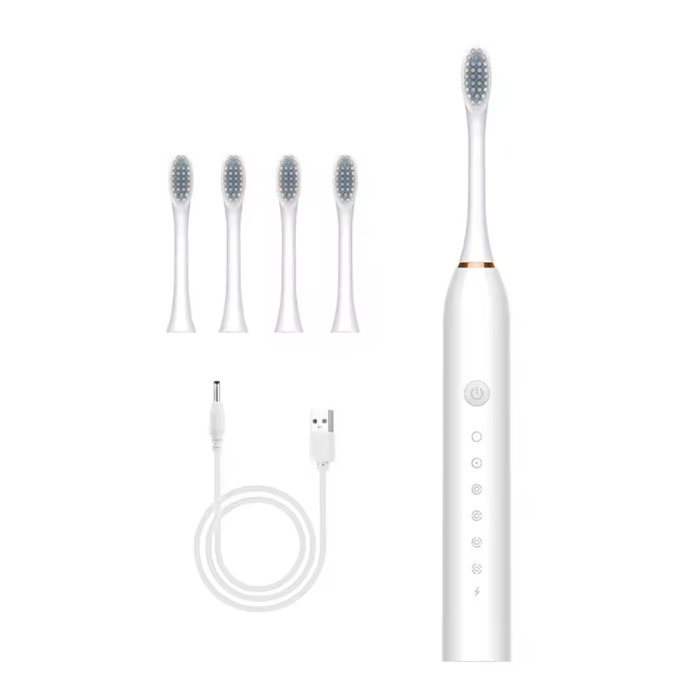 Elektrische Zahnbürste mit integriertem Timer, 4 zusätzlichen Bürstenköpfen, Ständer und Etui