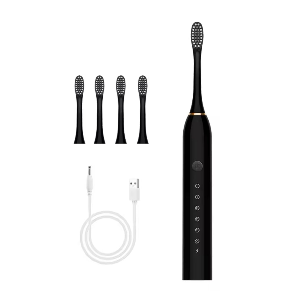 Elektrische Zahnbürste mit integriertem Timer, 4 zusätzlichen Bürstenköpfen, Ständer und Etui