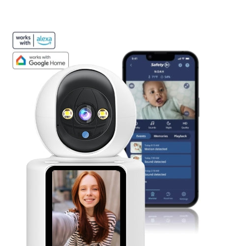 Intelligenter kabelloser Babyphone mit Nachtsicht und Zwei-Wege-Video- und Audioverbindung.