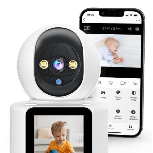 Intelligenter kabelloser Babyphone mit Nachtsicht und Zwei-Wege-Video- und Audioverbindung.