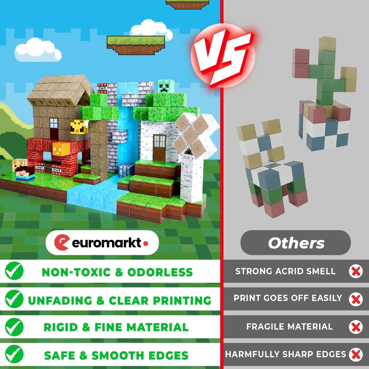 MAGNECRAFT Magnetic Blocks FOREST LIFE – 100 Stk. magnetische Bauklötze STEM-Spielzeug für Kinder ab 3 Jahren