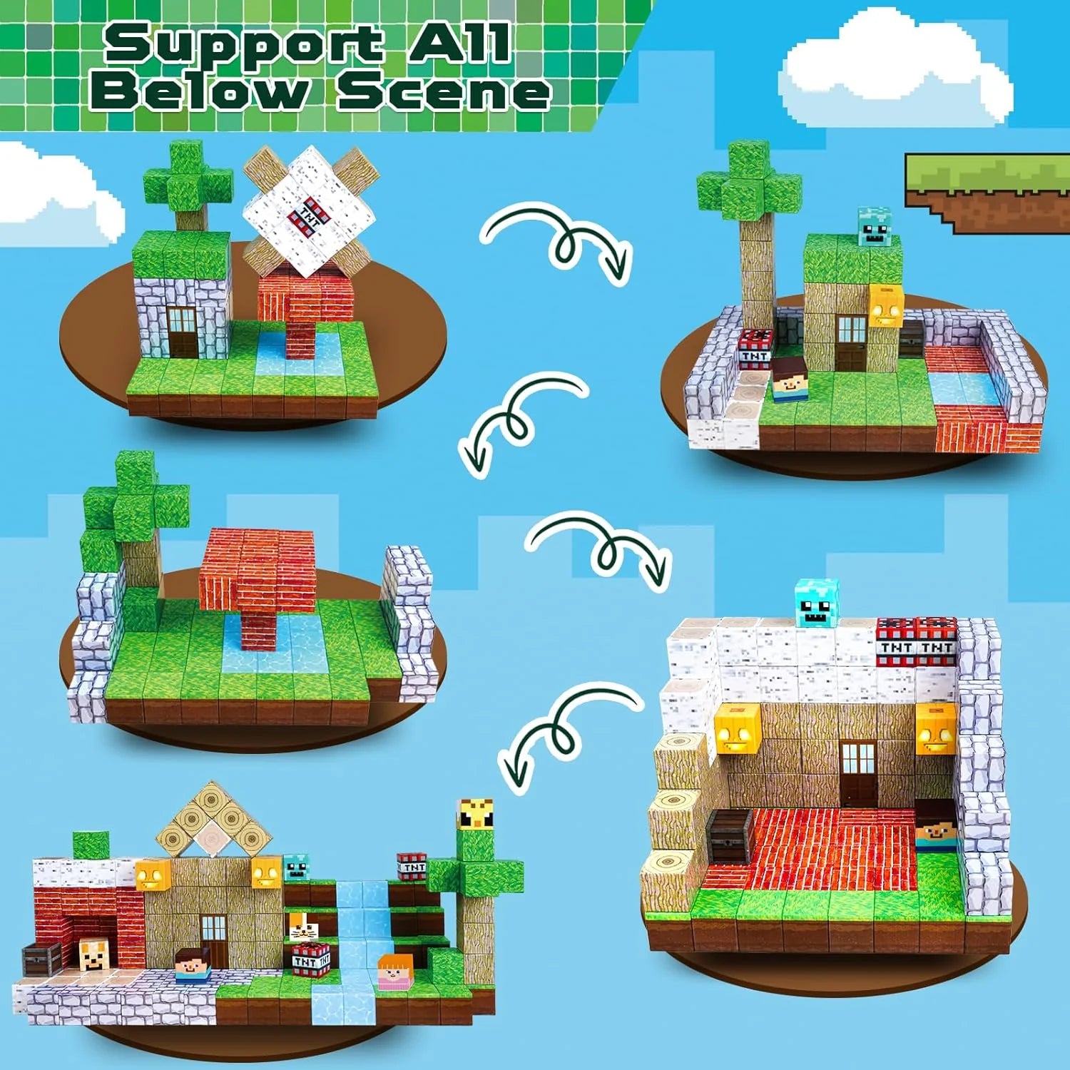 MAGNECRAFT Magnetic Blocks FOREST LIFE – 100 Stk. magnetische Bauklötze STEM-Spielzeug für Kinder ab 3 Jahren