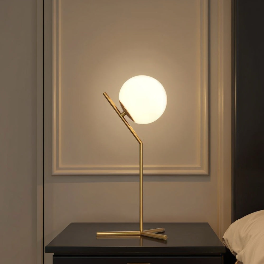 Design-Tischlampe Alaris, Glas, Metall