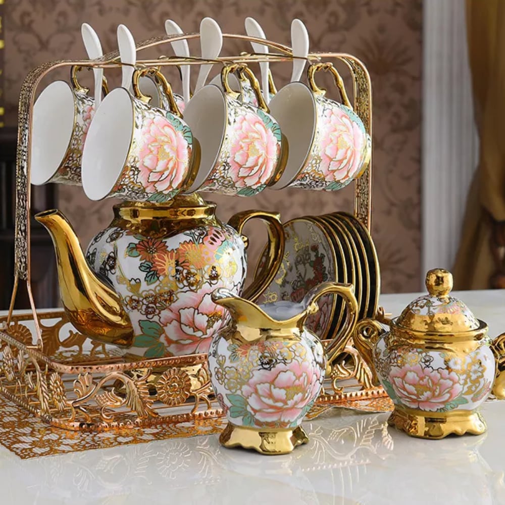 Porzellan Tassen Set mit Untertassen für Kaffee - Set 6tlg "MONDENO"