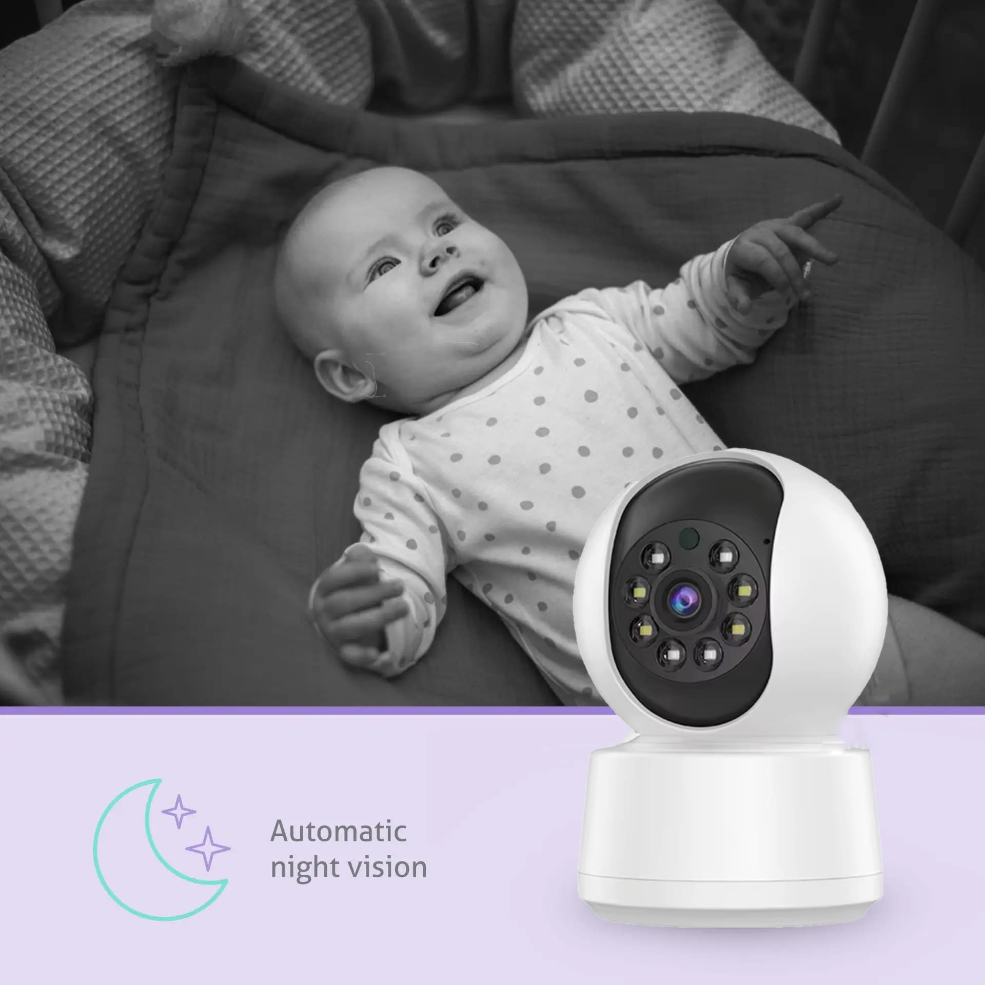 Intelligentes drahtloses Babyphone mit Nachtsicht und Zwei-Wege-Audio